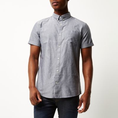 Grey short sleeve Oxford shirt